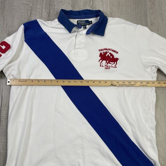 Vtg Polo Ralph Lauren Mens XL Polo Club #2 Big Pony Stripe Embroidered P - Picture 8 of 9